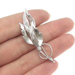 TRU-KAY 925 Sterling Silver Vintage Leaf Floral Pin Brooch